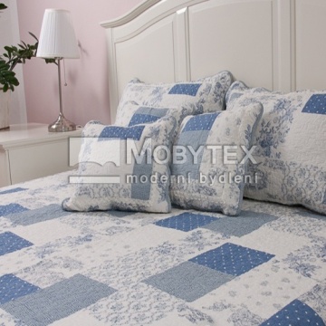 Prošívaný přehoz Deluxe Patchwork modrý